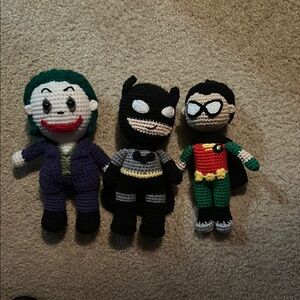 Handmade Crochet Superhero Trio Dolls